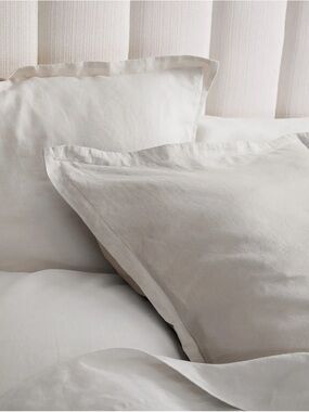 New Quince European Linen Euro Shams - Sand color 26”x26” set of 3